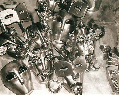 A group of masks made by Antenna Theater.
