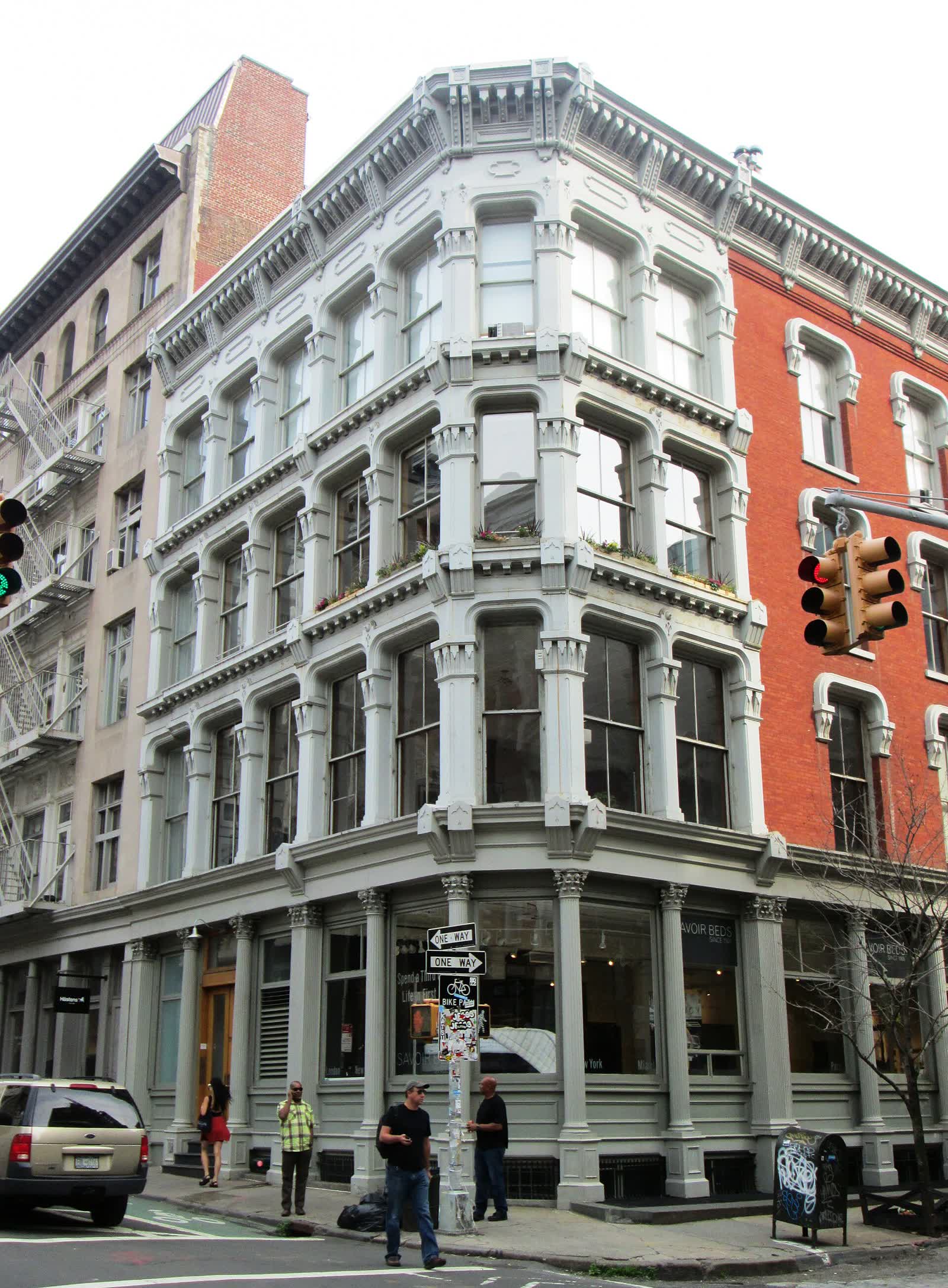 The corner building at 26-28 Wooster Street and 71 Grand Street in SoHo