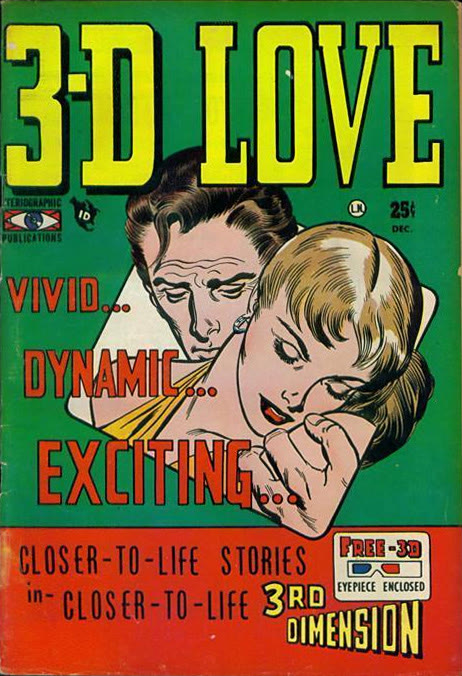 Cover of the 1953 romance comic book 3-D Love No. 1, drawn by Ross Andru