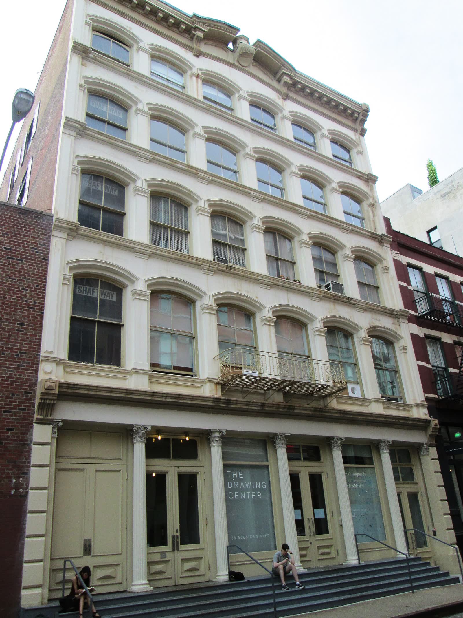 The cast-iron facade of 35-37 Wooster Street, home of the Drawing Center, in SoHo