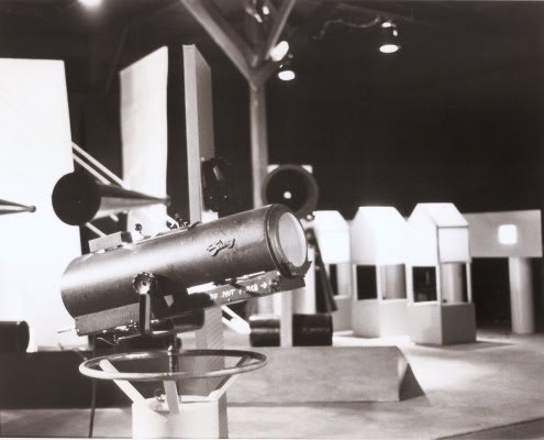 Archive photograph from Radio Interference, Antenna Theater's 1988 show in a Fort Baker warehouse