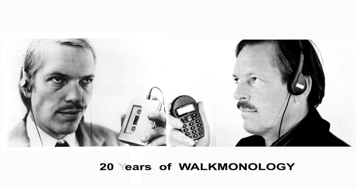 Graphic from Antenna Theater's 2003 Walkmonology web page marking 20 years of the Walkman