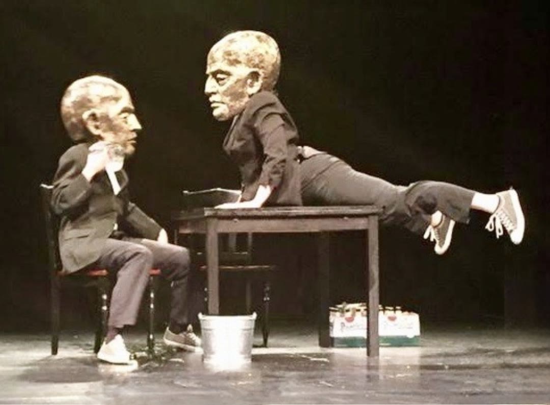 A scene from the play Antiwords performed on stage at the 2019 San Francisco International Arts Festival