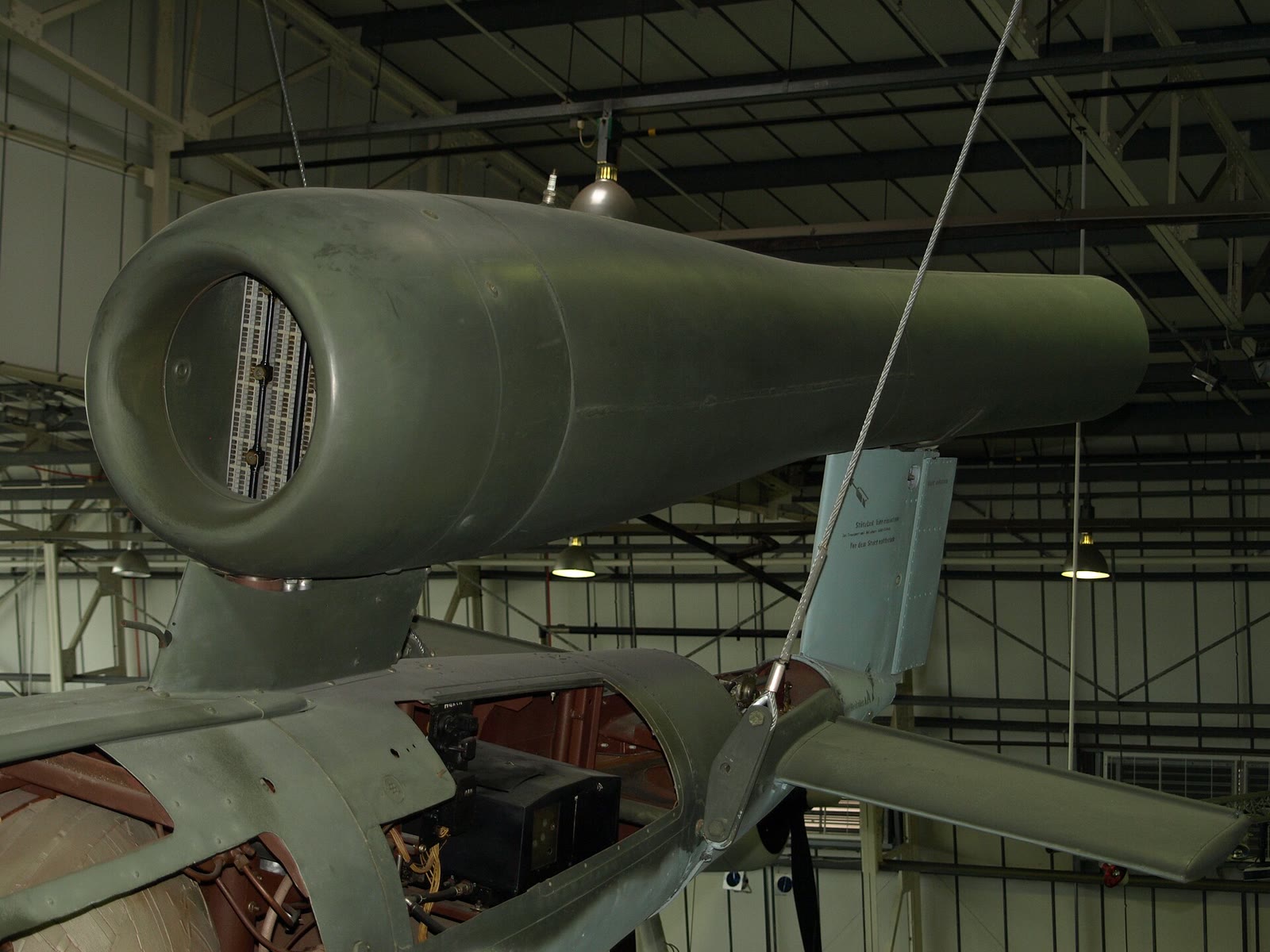 An Argus As 014 pulse-jet engine from a V-1 flying bomb on display at the Royal Air Force Museum London