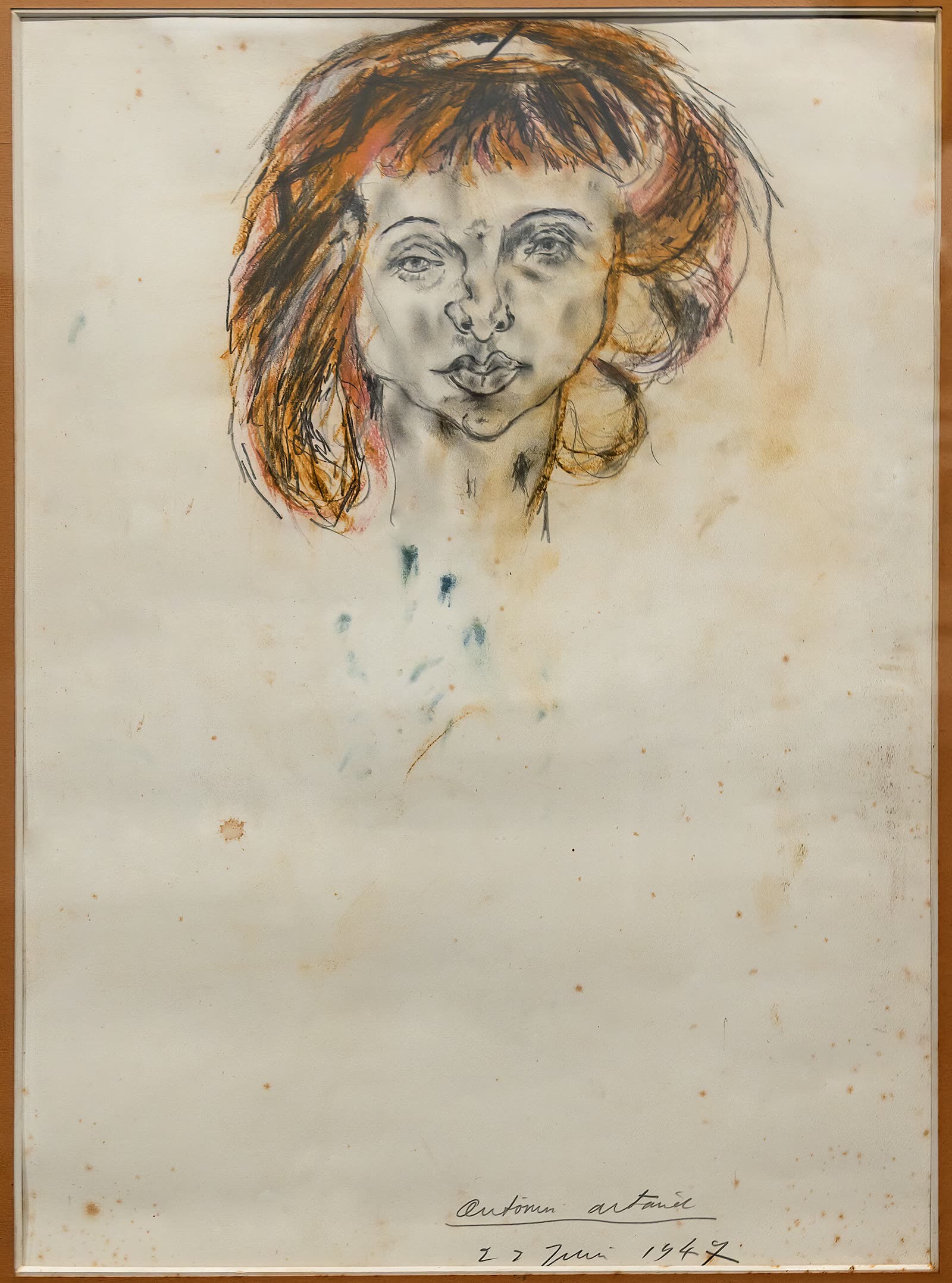 Antonin Artaud's 1947 drawn portrait of Lily Dubuffet, on display at the Musée des Abattoirs in Toulouse