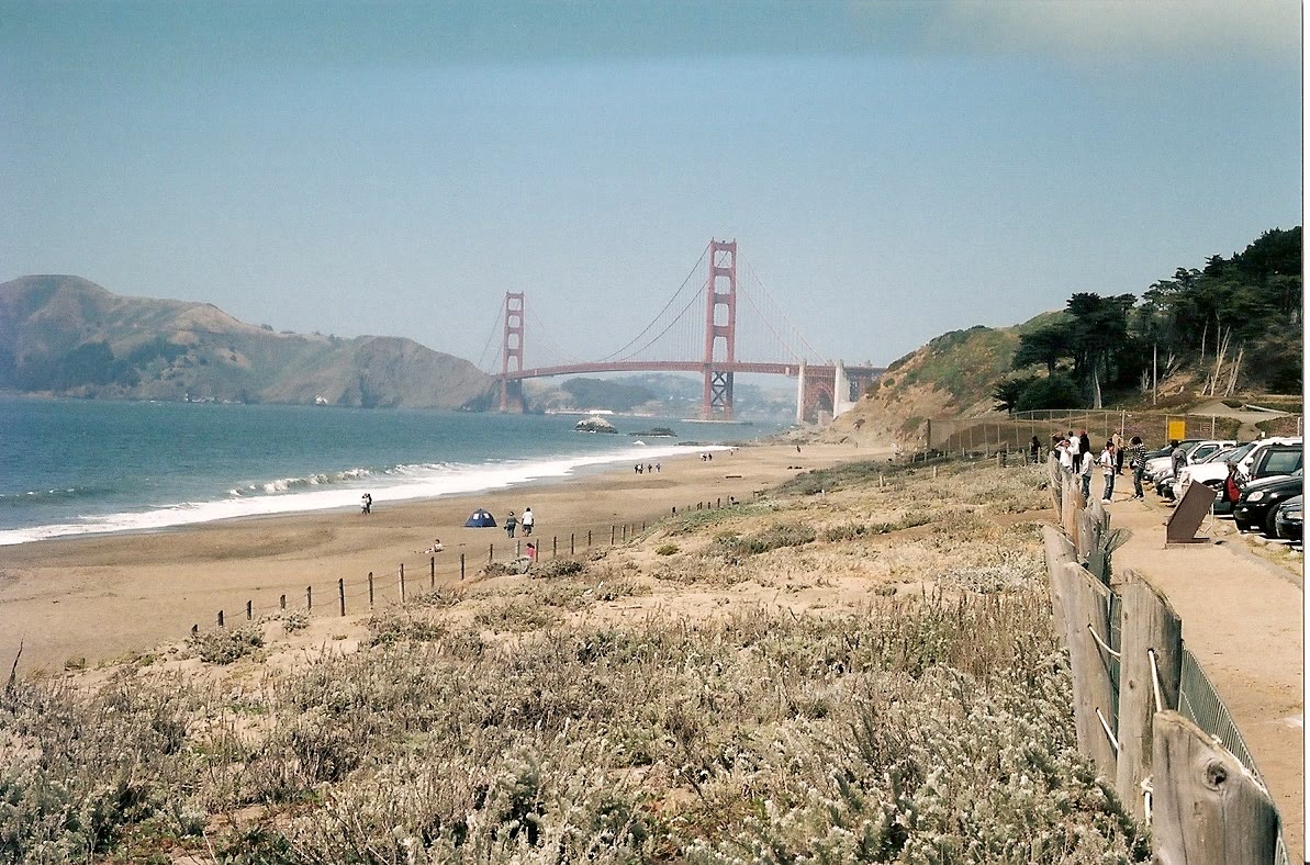 Baker Beach in San Francisco with the Golden Gate Bridge in the distance