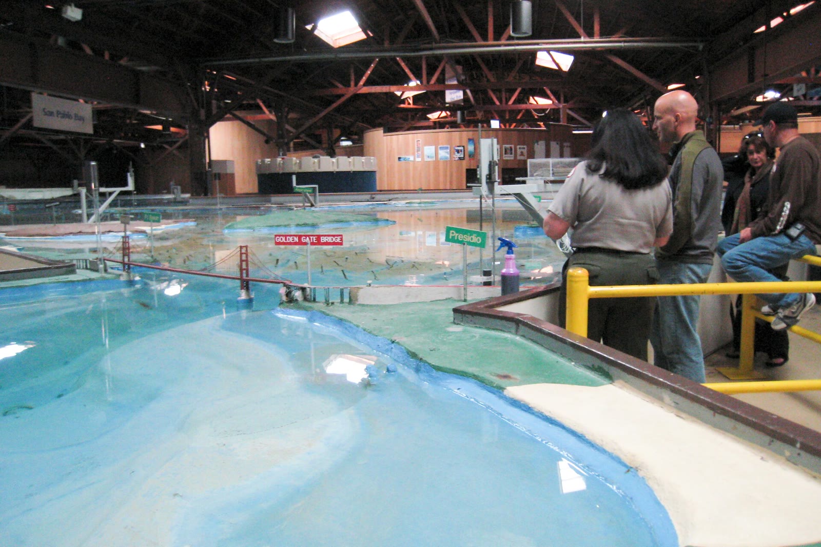 The Golden Gate section of the Bay Model with small copper tabs set into the concrete