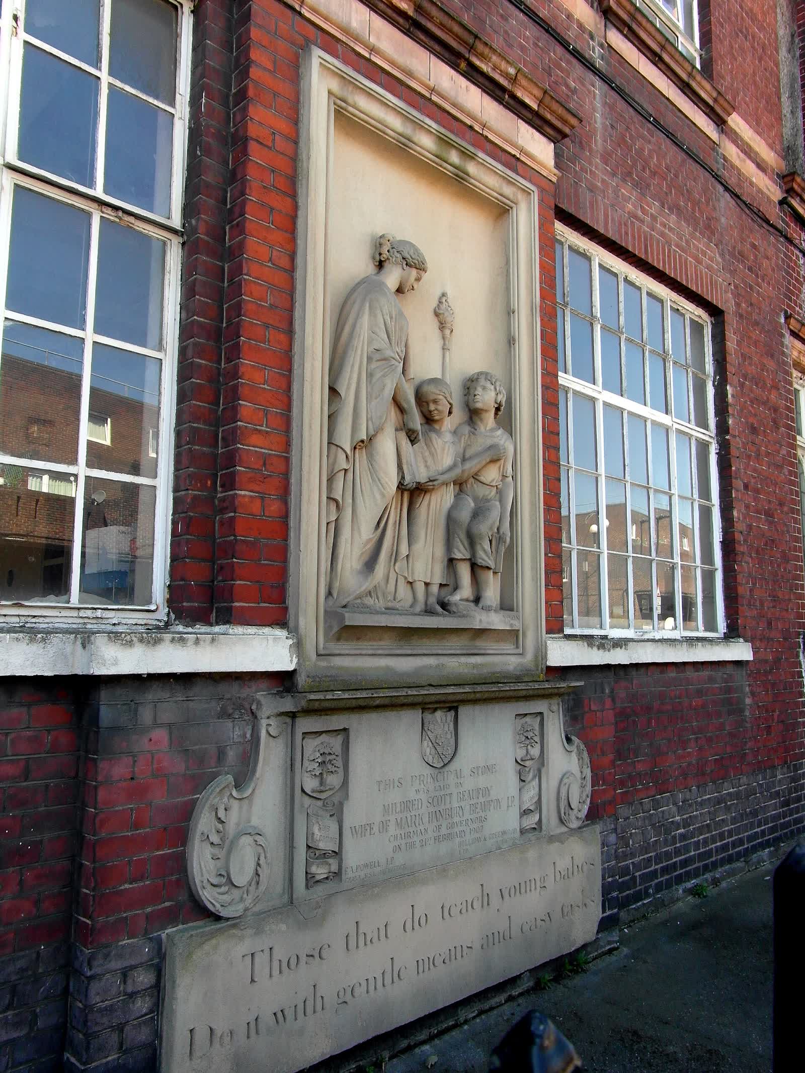 Street view of the Beaufoy Institute building on Black Prince Road, Kennington, designed by F. A. Powell
