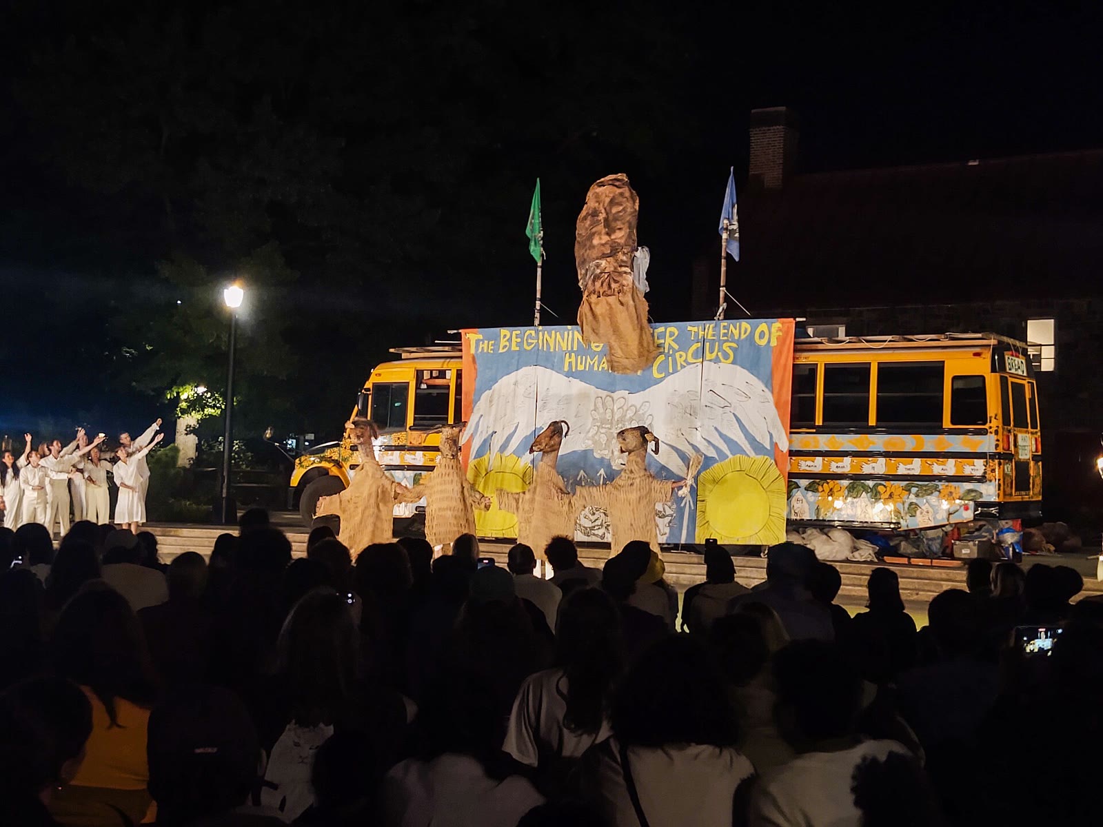 Large puppets in a Bread and Puppet Theater performance in Brooklyn