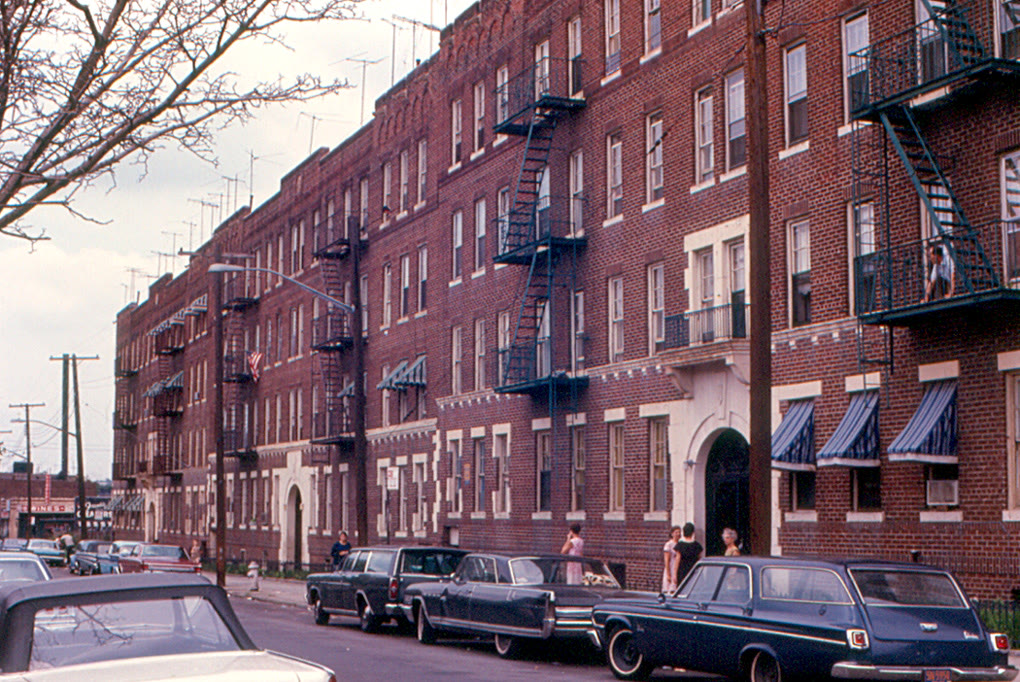 Apartment houses along 63rd Street in Brooklyn in 1969