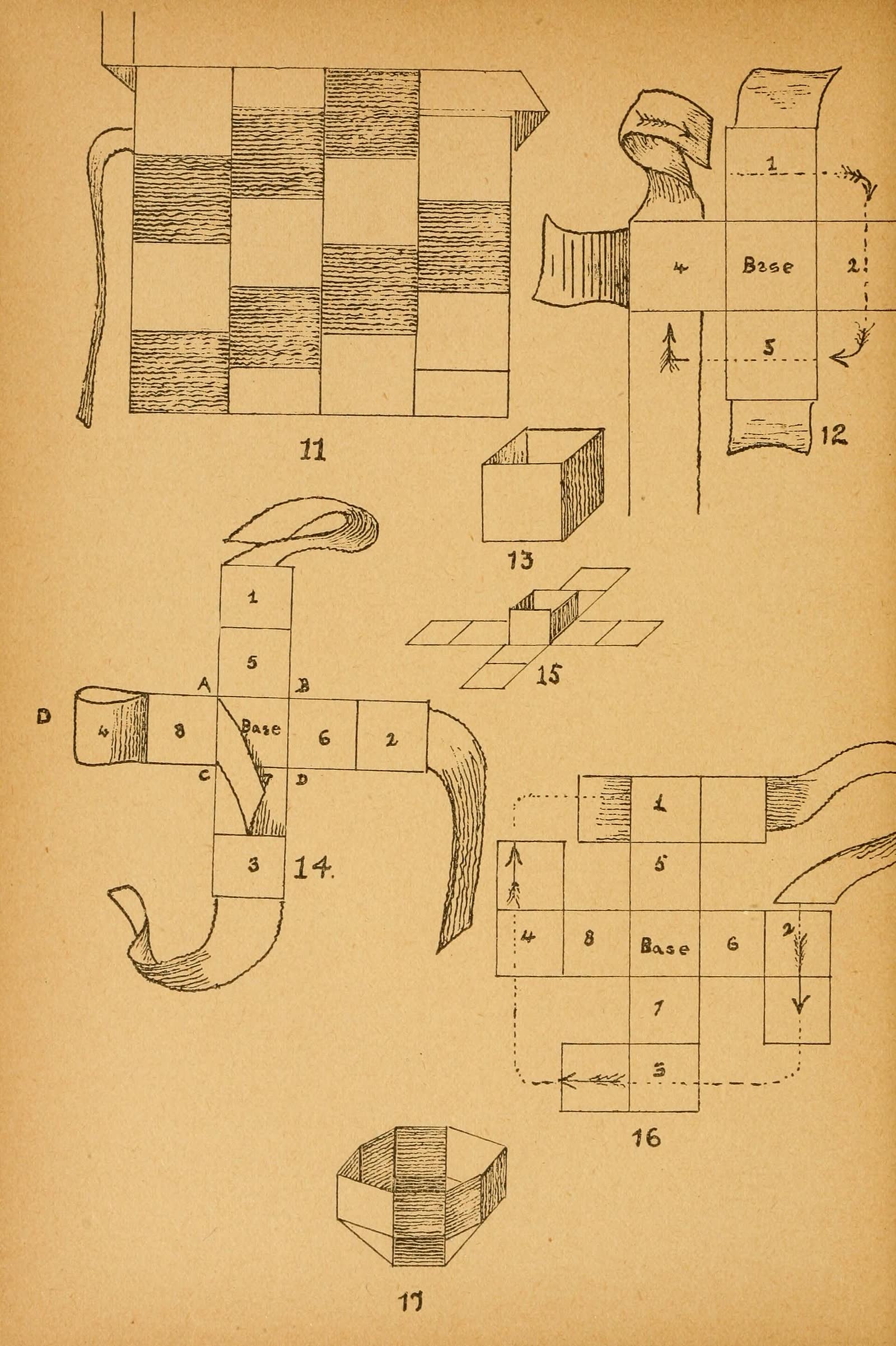 A scanned page from a 1900 school manual on construction work in cardboard and paper for young pupils