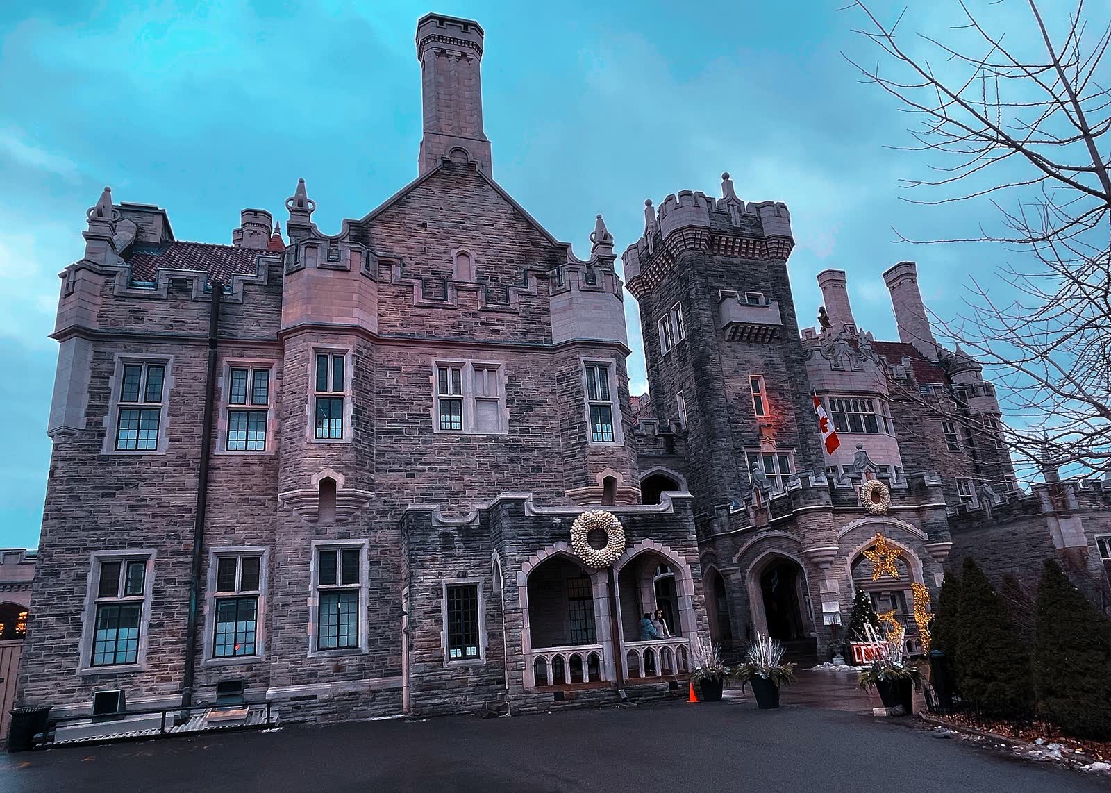 The towers and stone walls of Casa Loma, the castle-style mansion in Toronto