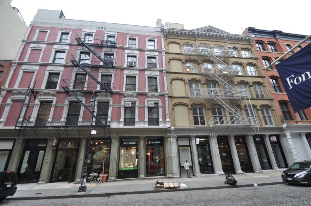 A row of cast-iron loft buildings on Greene Street in SoHo, Manhattan