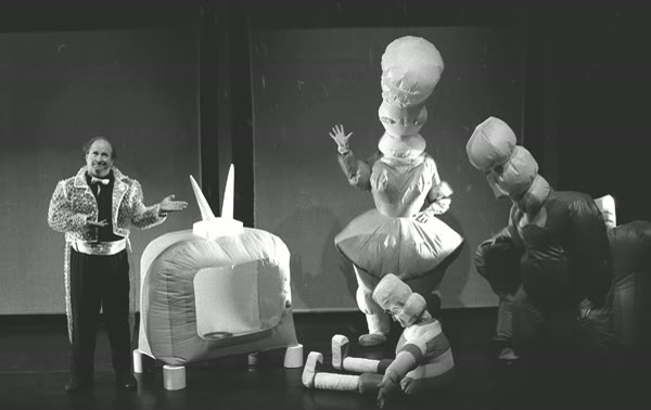 Archive photograph from Caveat Emptor, Antenna Theater's 1991 mixed-media stage show
