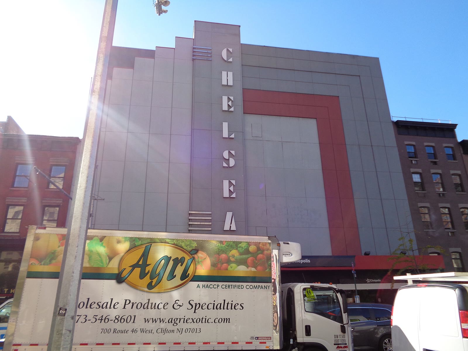 The marquee and entrance of Chelsea Cinemas, a multiplex on West 23rd Street east of Eighth Avenue