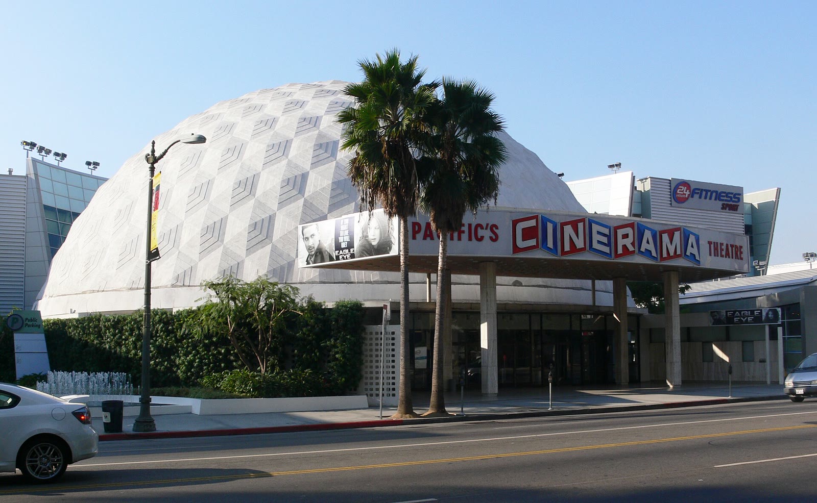 The domed Cinerama Dome movie theatre on Sunset Boulevard in Hollywood
