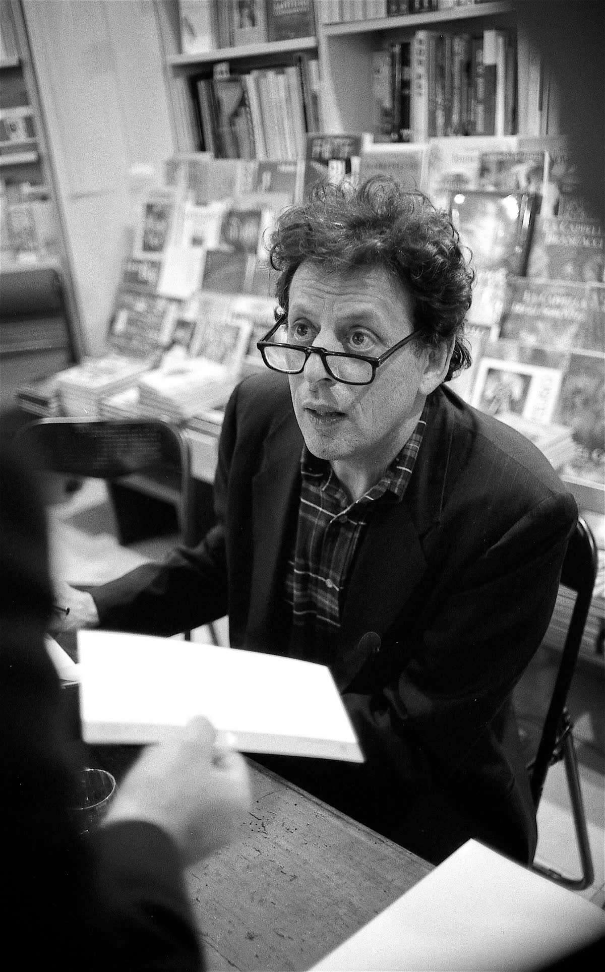 Composer Philip Glass photographed in Florence, Italy, in 1993