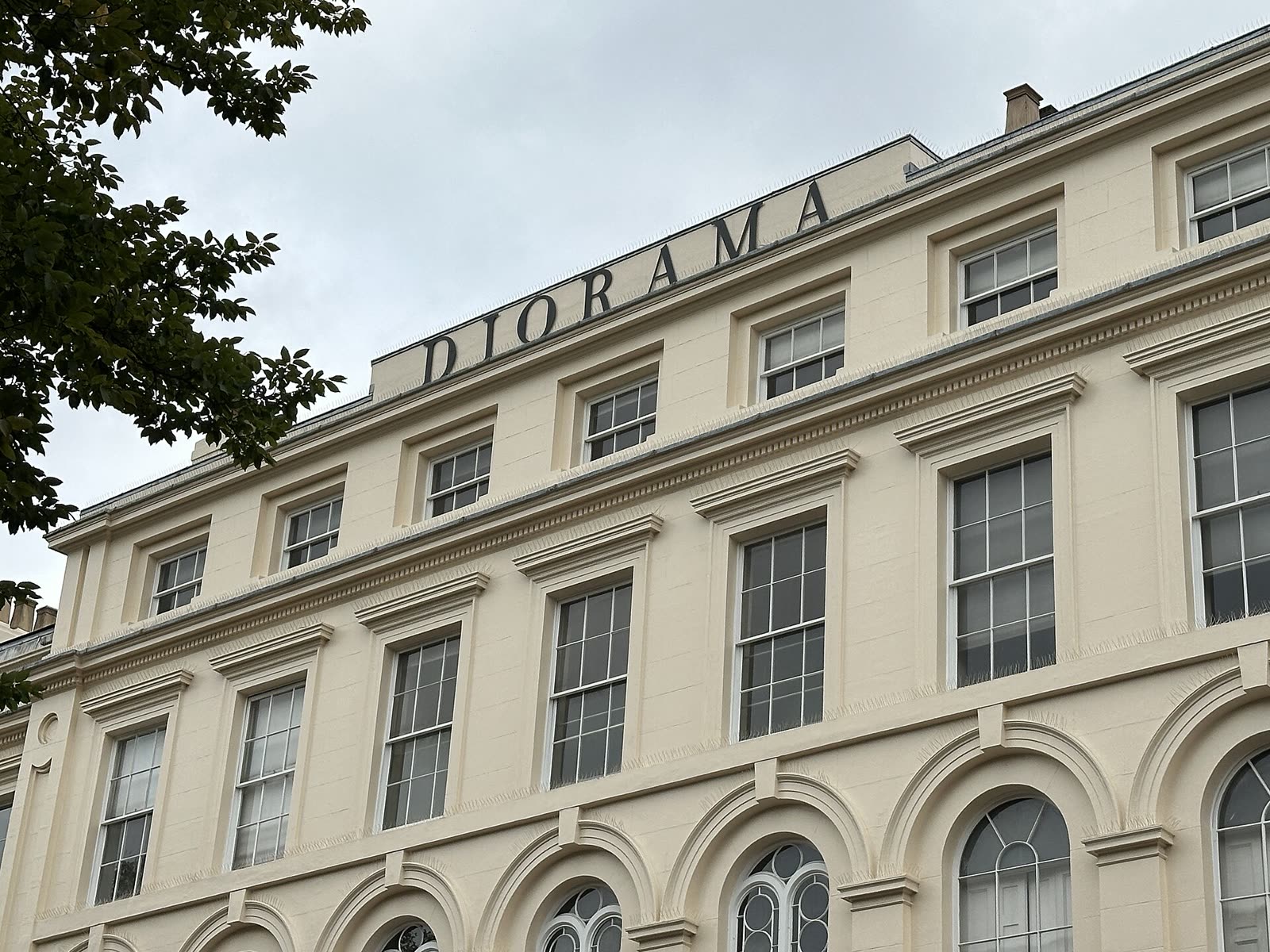 The facade of the former Diorama building on Park Square East, Regent's Park, London, in 2025