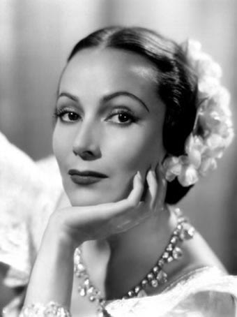 Black and white studio publicity portrait of the actress Dolores del Rio