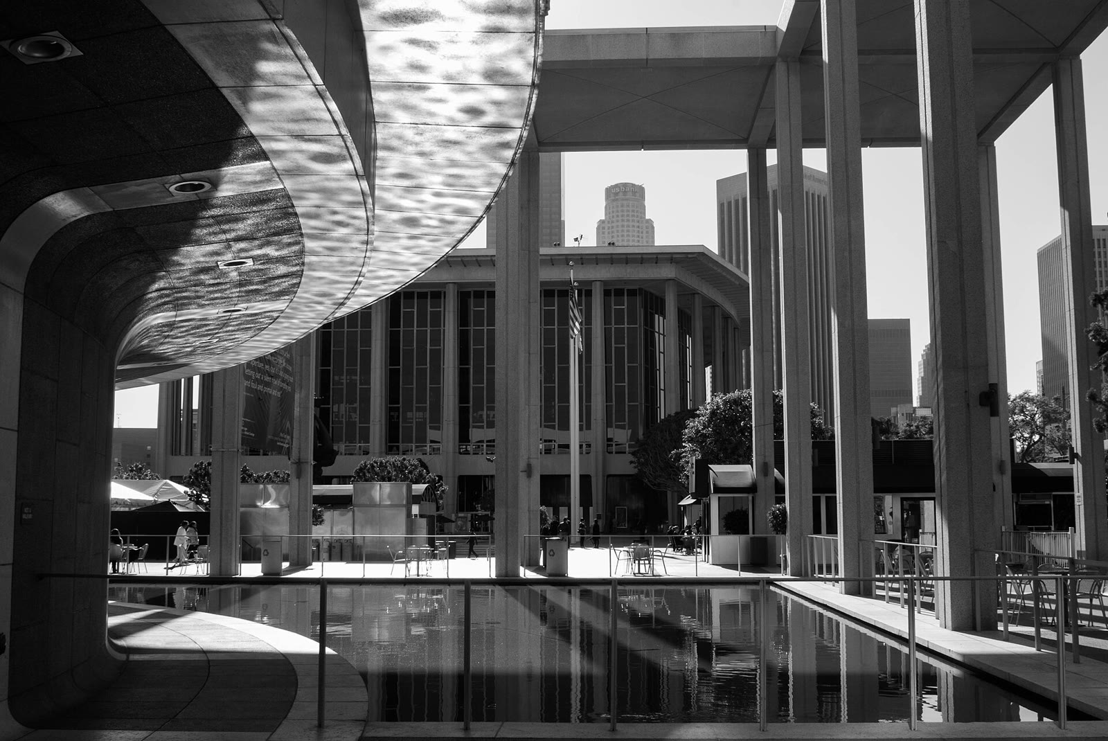 The Dorothy Chandler Pavilion at the Los Angeles Music Center, seen from the Mark Taper Forum