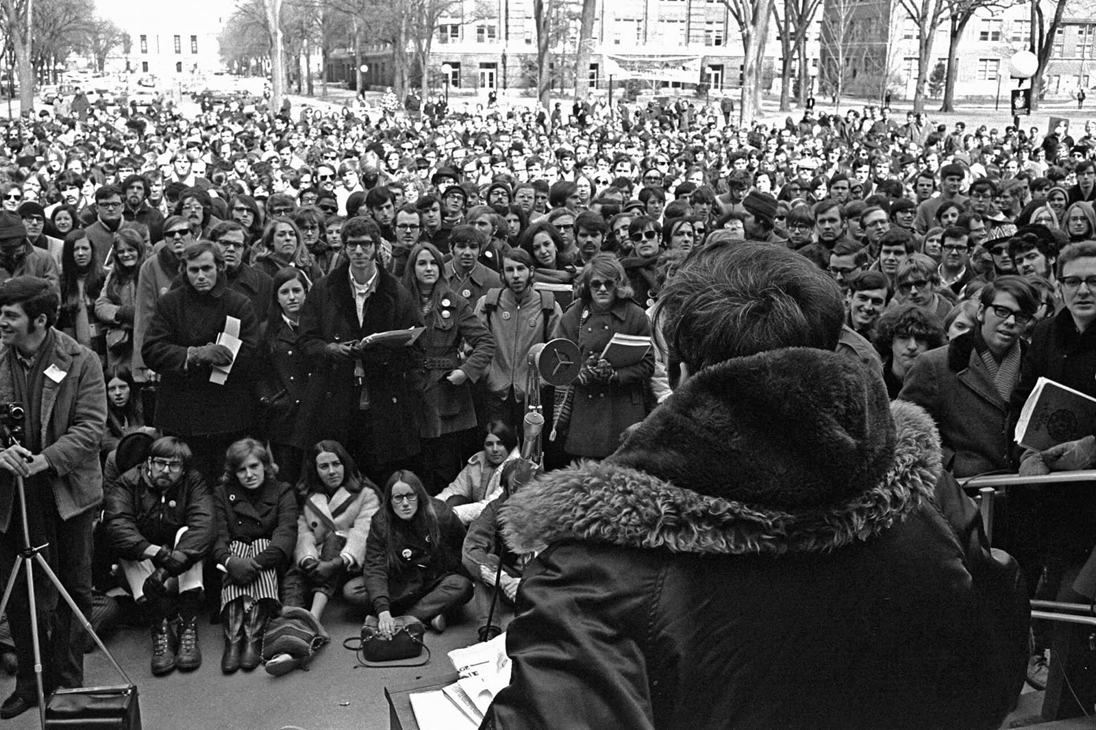 Archive photograph of ENACT's Earth Day teach-in at the University of Michigan in 1970
