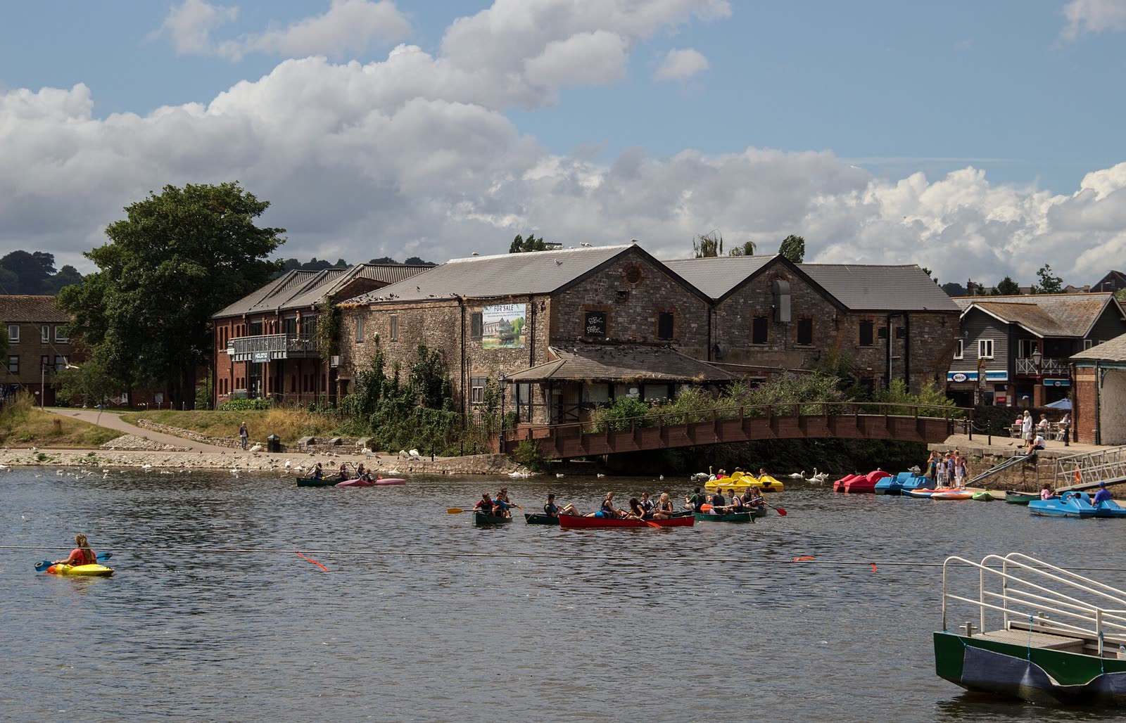The historic quayside buildings beside the river Exe in Exeter, Devon