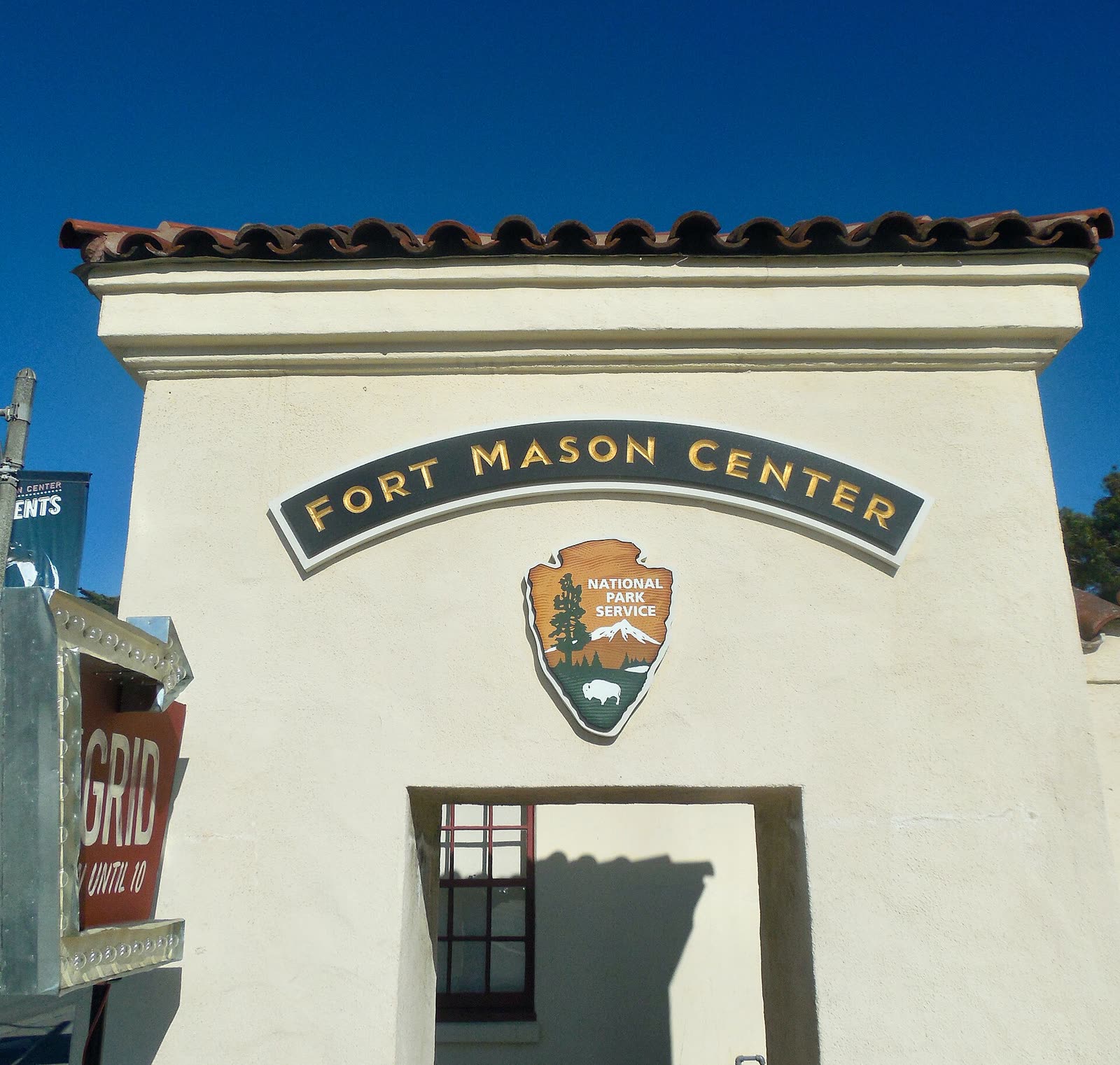 The western entrance to Fort Mason Center in San Francisco, near the farmers' market