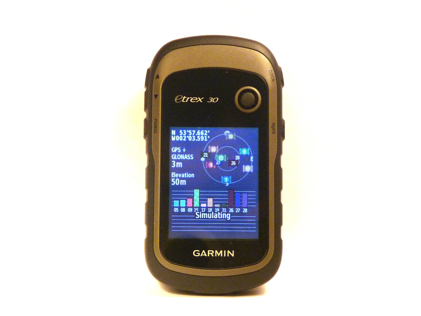 A Garmin eTrex 30 handheld GPS receiver