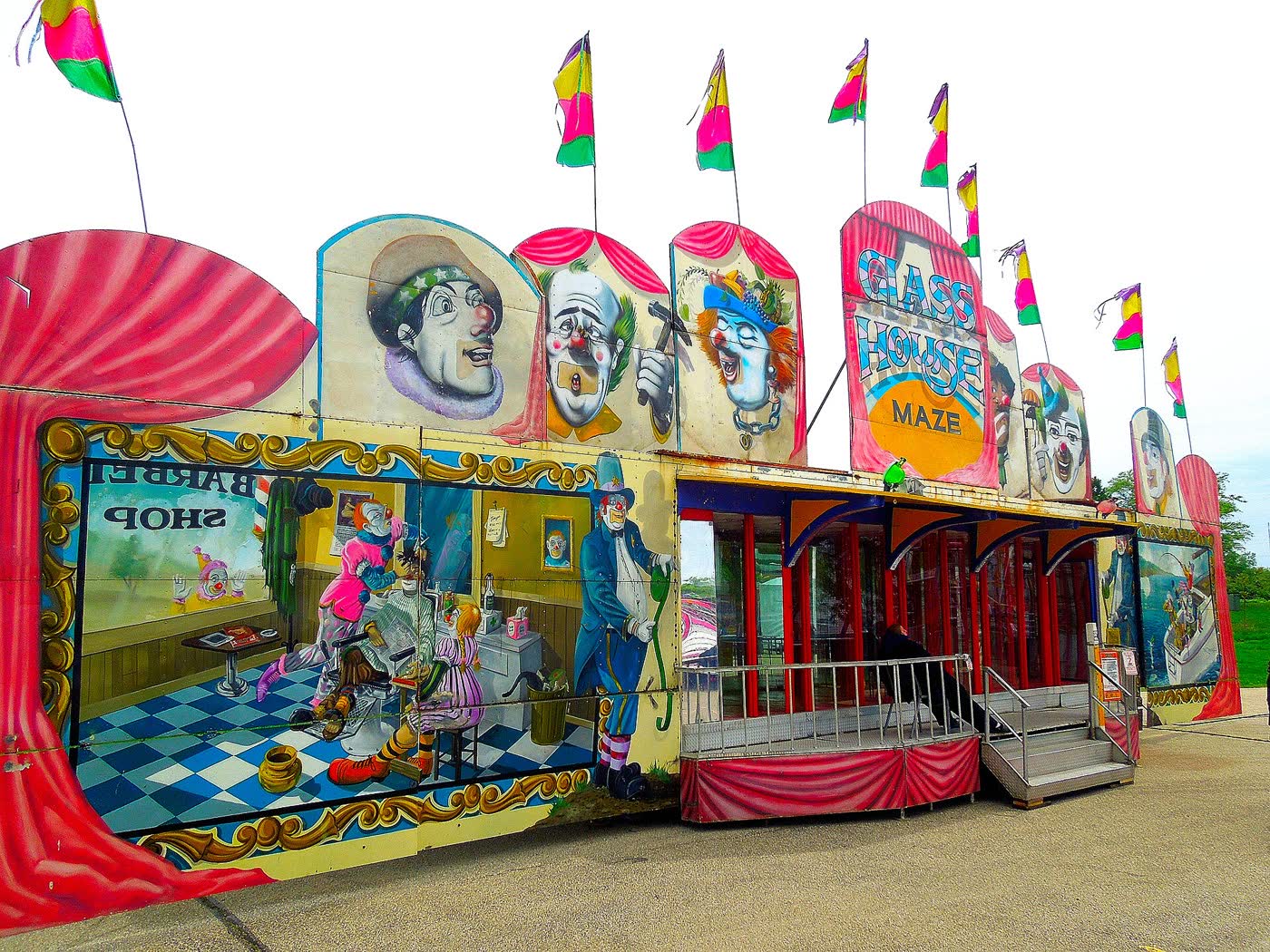 A Glass House Maze attraction at a fair in Wisconsin in May 2013
