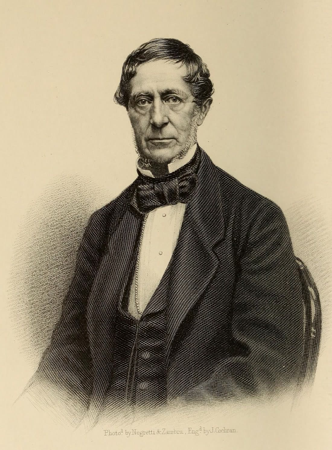 Engraved portrait of the engineer Henry Dircks, made after a photograph by Negretti and Zambra