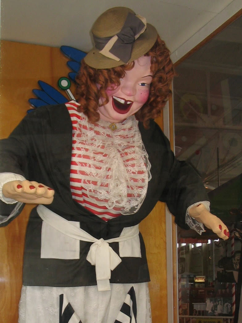 The Laffing Sal mechanical figure, a large laughing woman, on display at Pier 45 in San Francisco