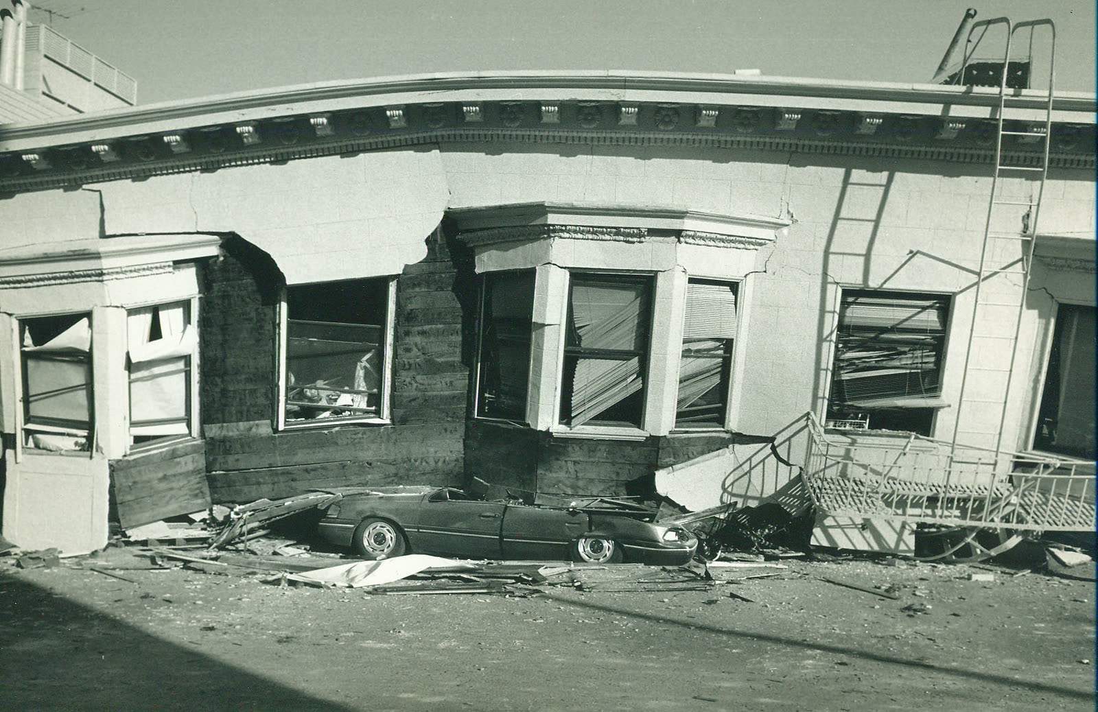 Damaged buildings in San Francisco's Marina District the day after the 1989 Loma Prieta earthquake