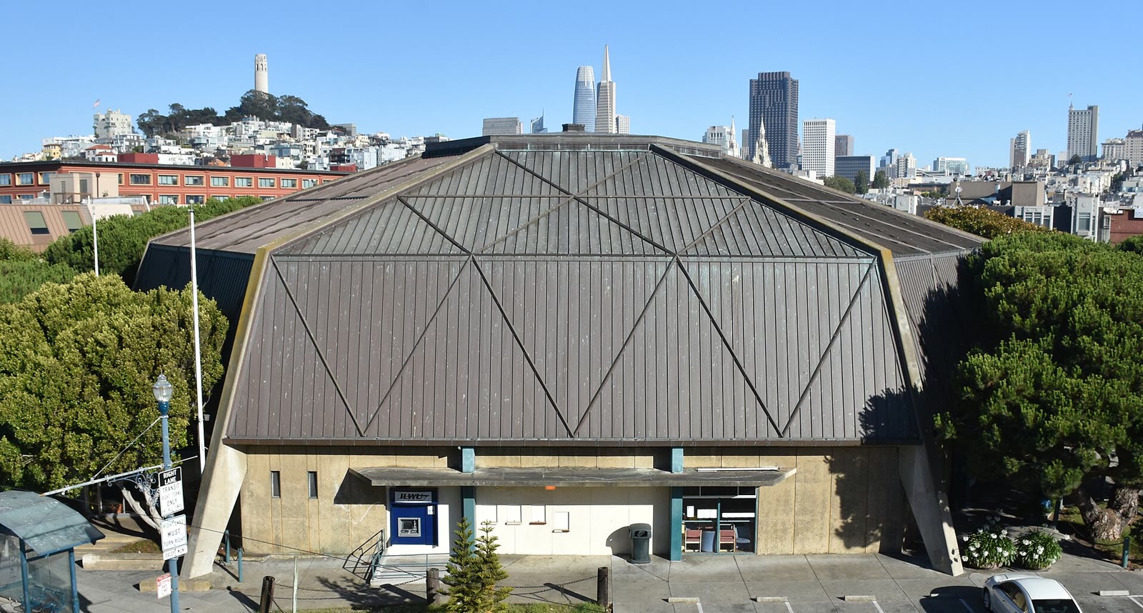 Longshoremen's Hall at 400 North Point Street in San Francisco, seen across Beach Street