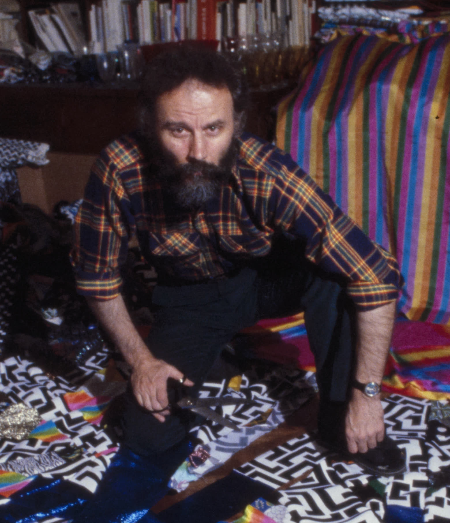 The artist Lucas Samaras at work in 1982, photographed by Bernard Gotfryd