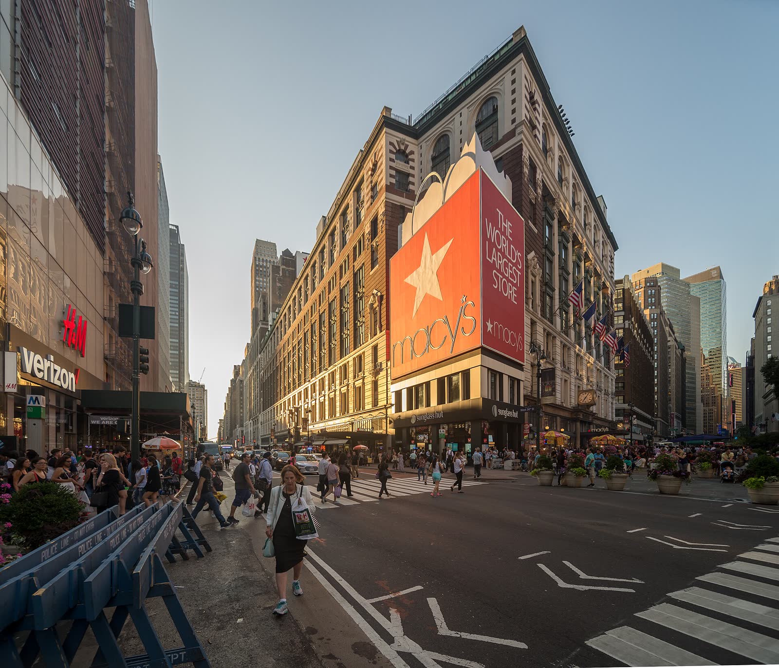 The Macy's Herald Square flagship store on West 34th Street in Manhattan, photographed in August 2017