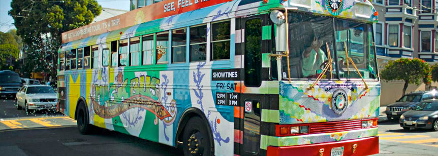 Archive photograph from Magic Bus San Francisco, Antenna Theater's Summer of Love bus tour