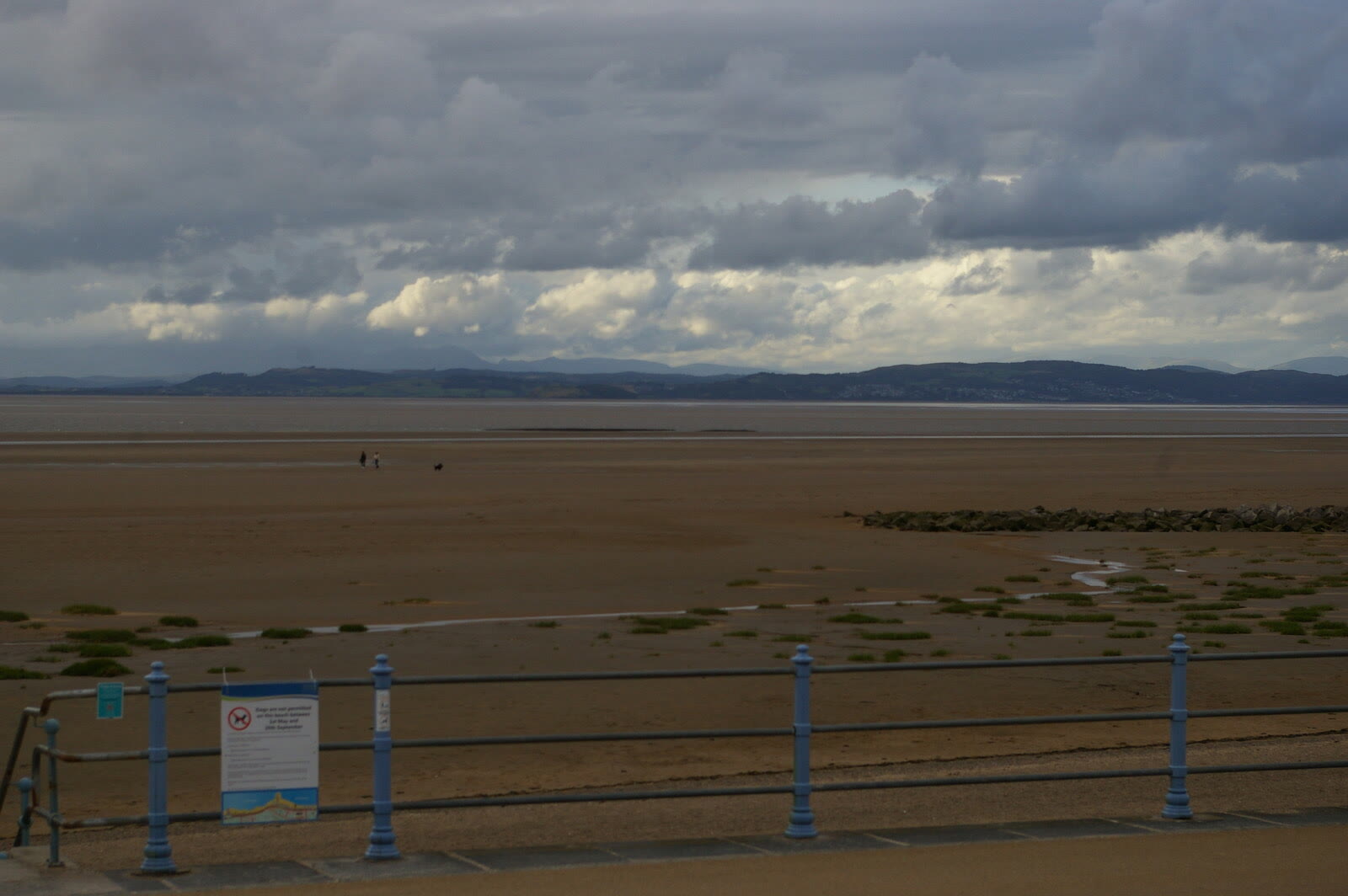 The wide sands of Morecambe Bay exposed at low tide in July 2023