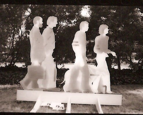 Archive photograph from Antenna Theater's 1982 Moving Sculptures project in Marin County