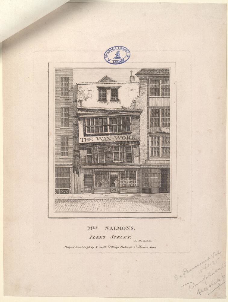 An old printed sheet headed Mrs. Salmon's Royal Wax-Work, Fleet Street, from the Bodleian Libraries collection