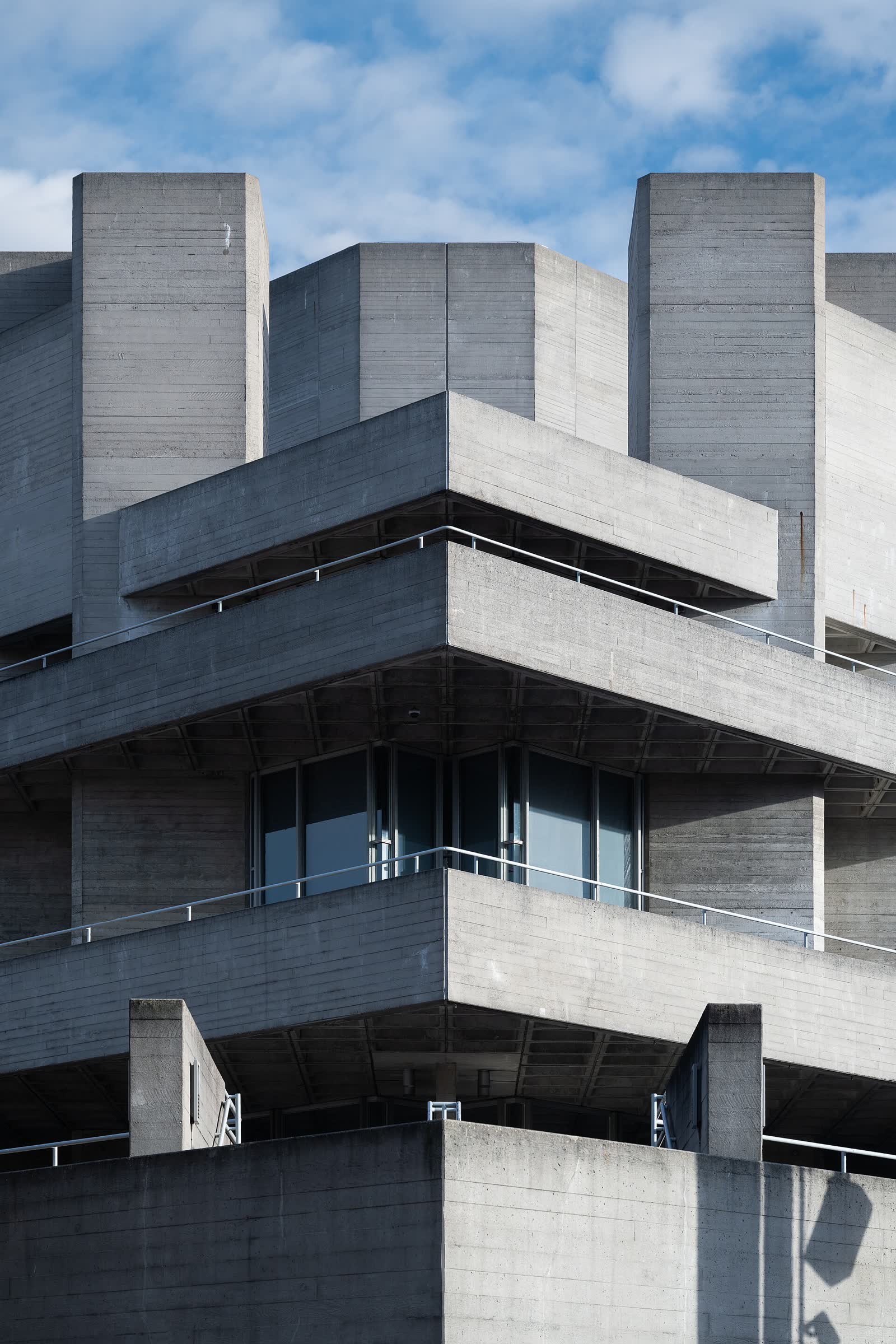 Concrete exterior of the National Theatre on the South Bank in London