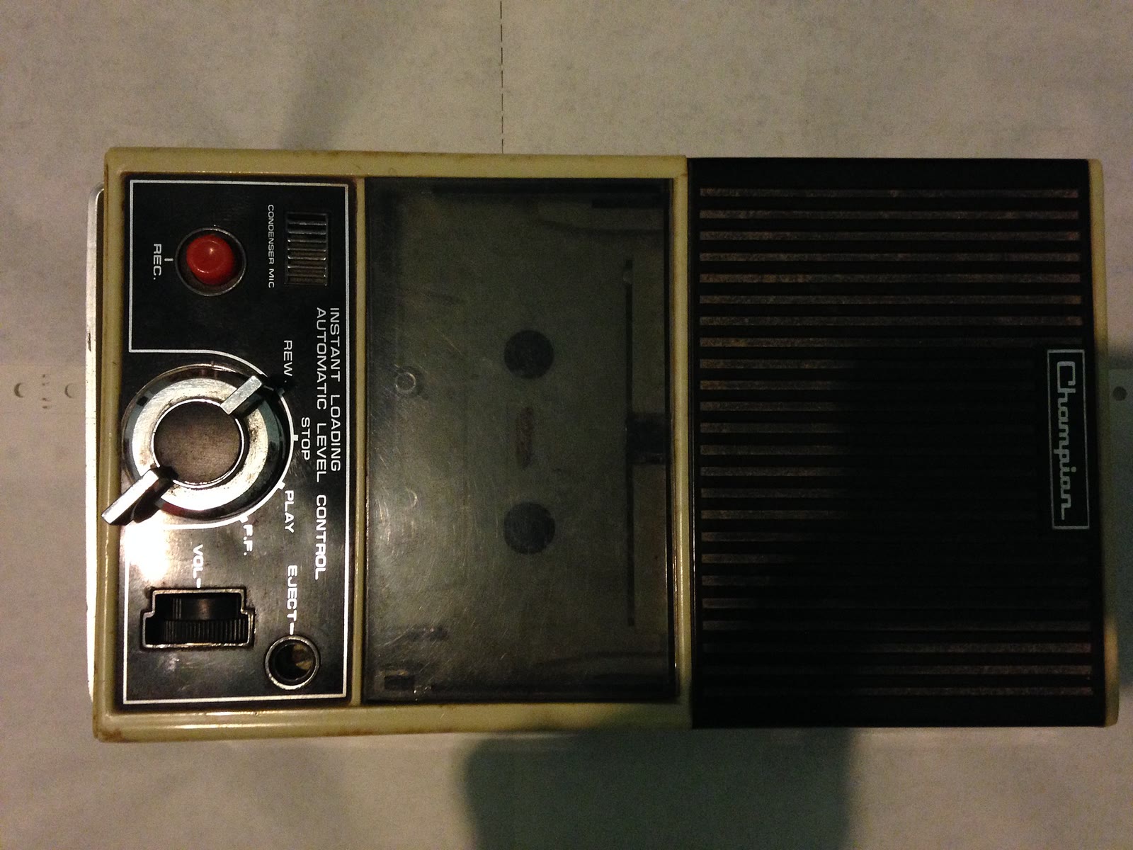 An old portable cassette tape recorder