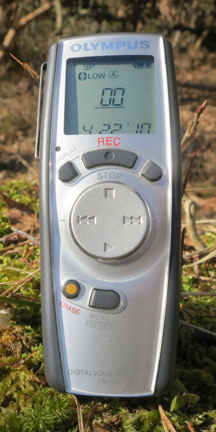 An Olympus VN-120 handheld digital voice recorder