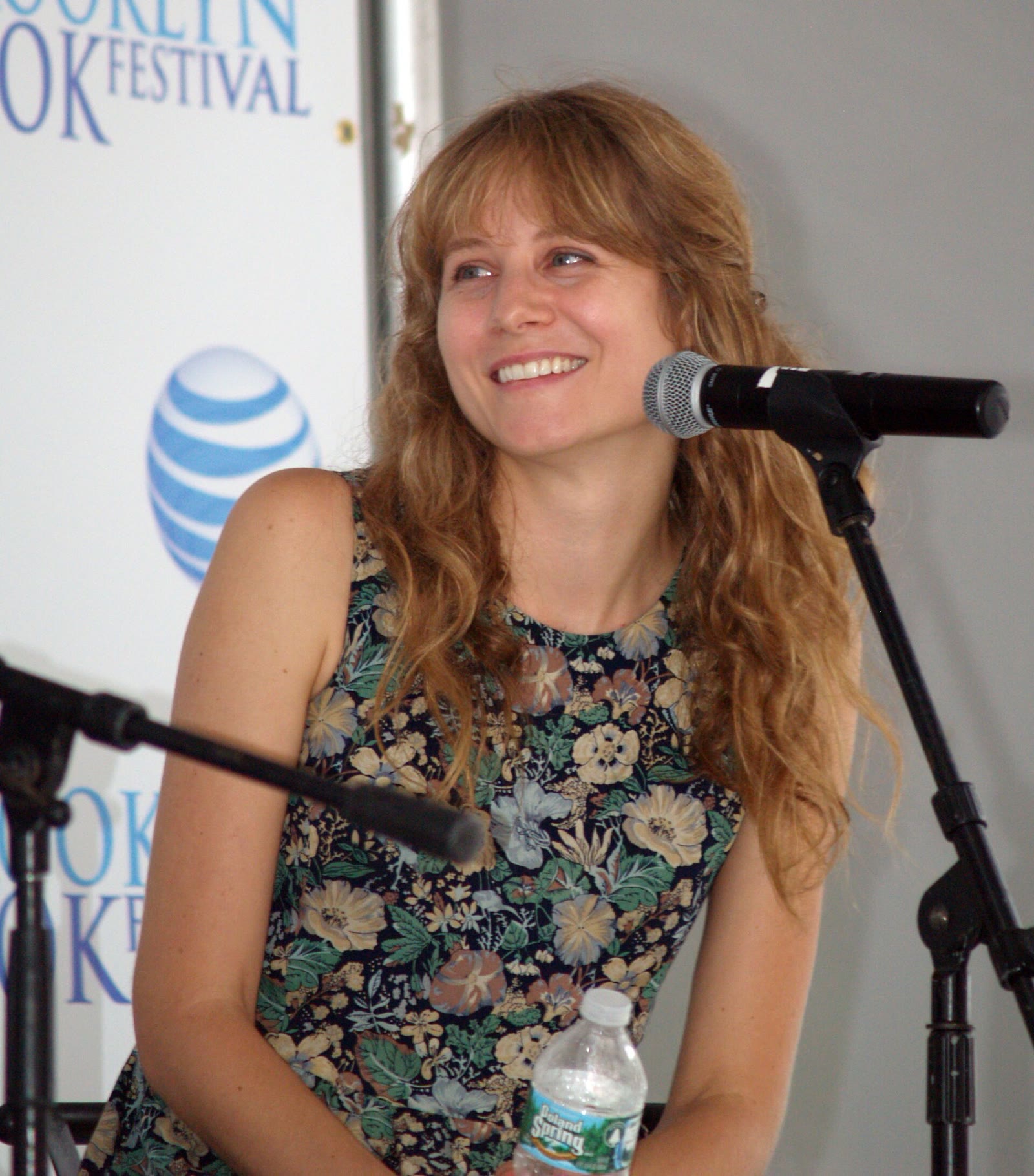 Playwright Annie Baker speaking on a panel at the 2014 Brooklyn Book Festival