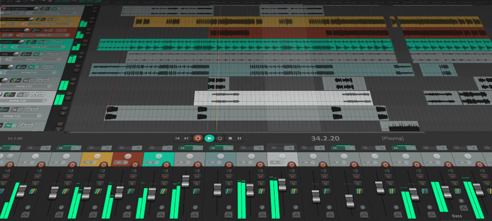 Screen of the REAPER digital audio workstation showing several audio tracks laid out on a timeline