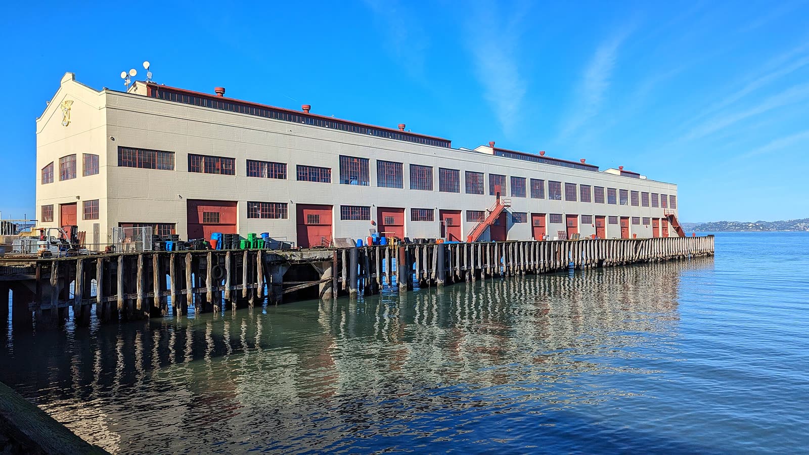 The pier and warehouse buildings of the former San Francisco Port of Embarkation at Fort Mason