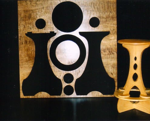 Archive photograph of slotted wood work from Antenna Theater's Slotology series