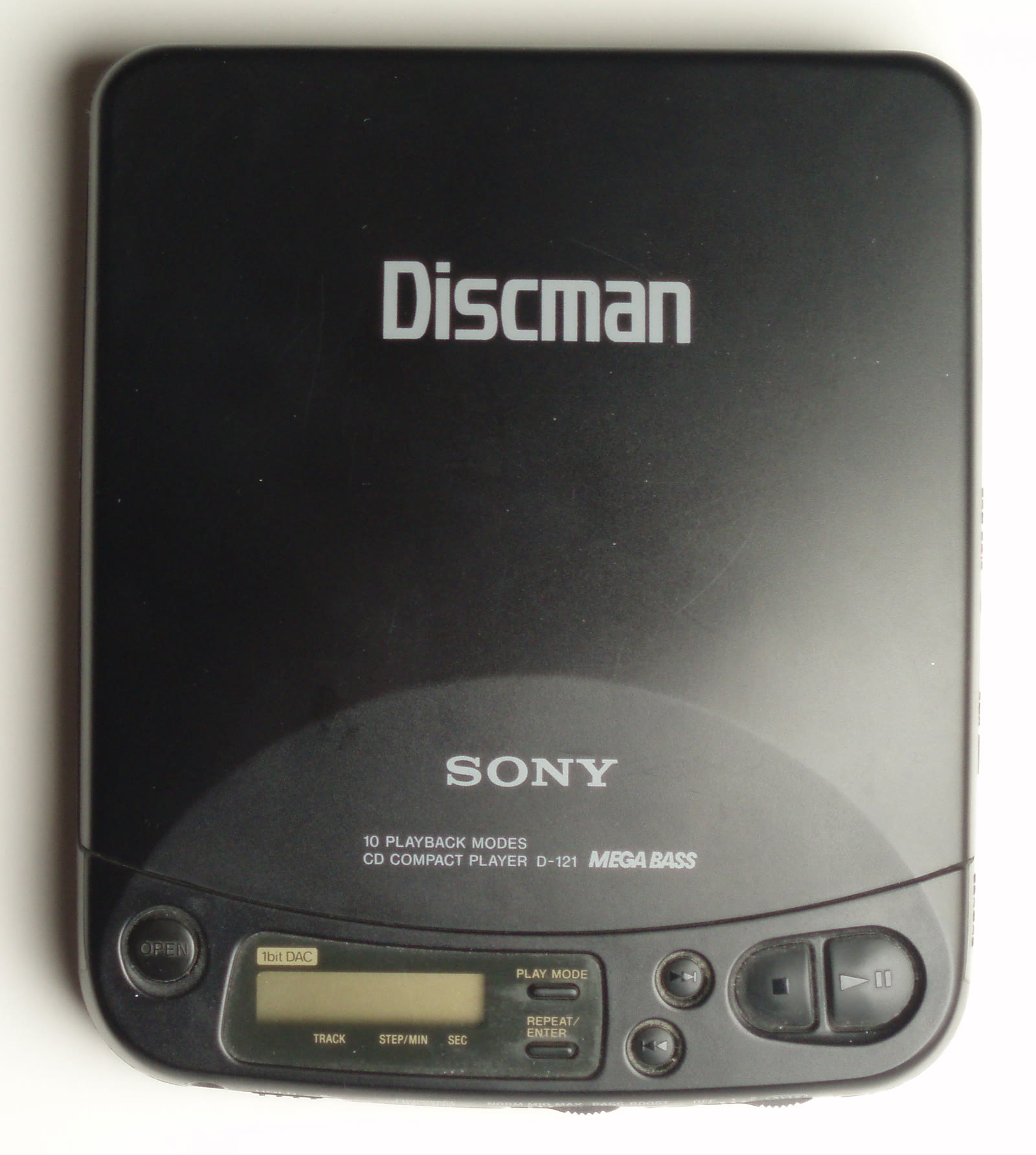 A Sony Discman D-121 portable CD player