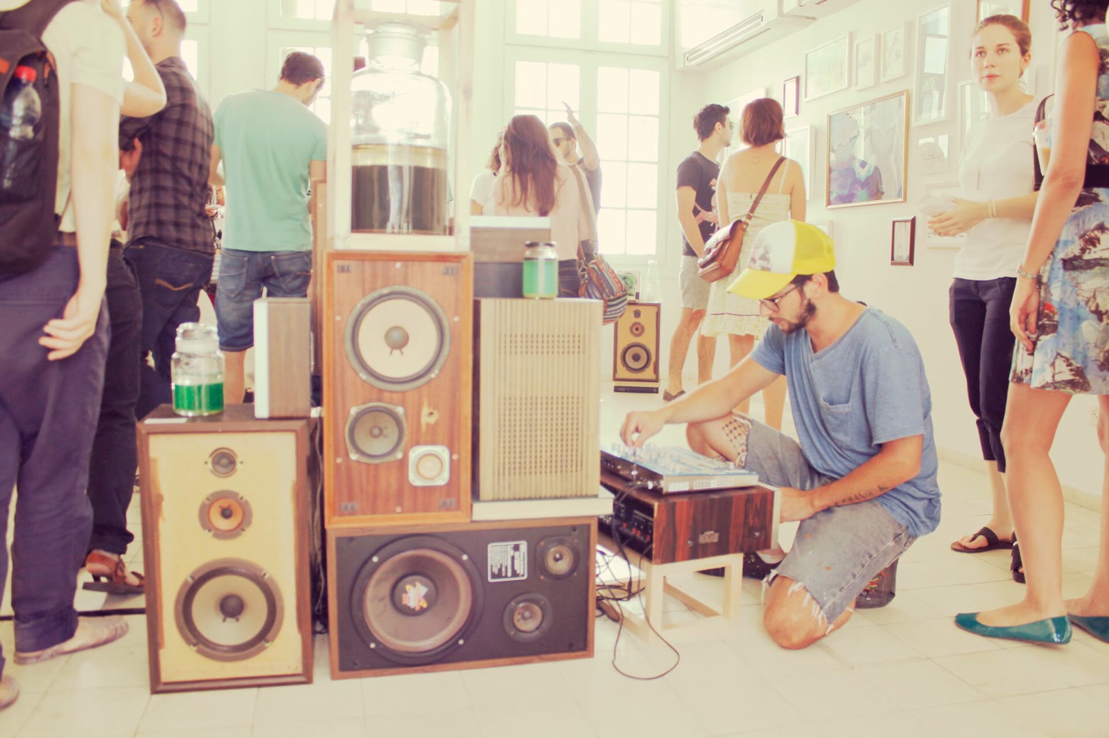 A sound installation set up in an exhibition space at the LaCulture #3 event in Tel Aviv
