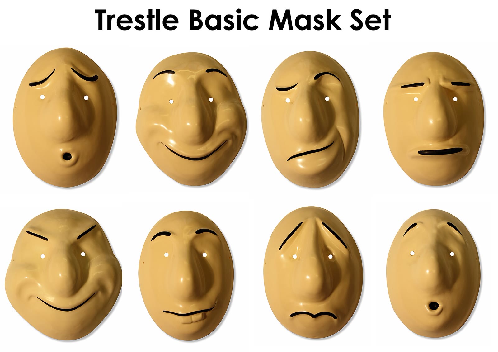 A set of Trestle Theatre Company's basic full masks