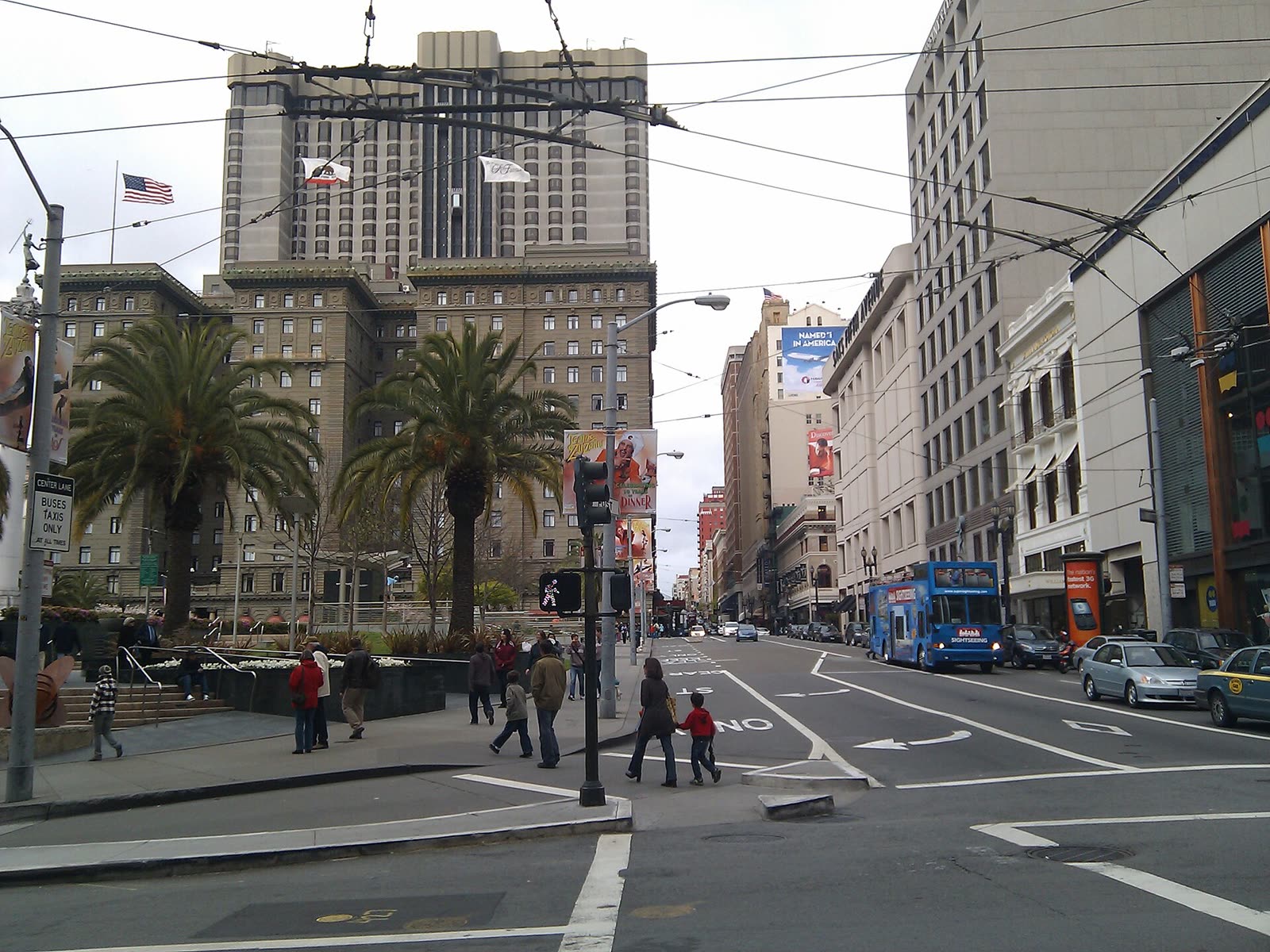 Union Square in San Francisco in April 2010, with the plaza and surrounding buildings